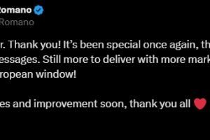 冬窗再见！夏窗正式关窗，罗马诺感谢球迷：难忘的夏天，谢谢大家